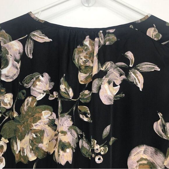 J. Crew Factory Dark Floral Long Sleeve Faux Wrap Skirt Mini Dress - Picture 11 of 16